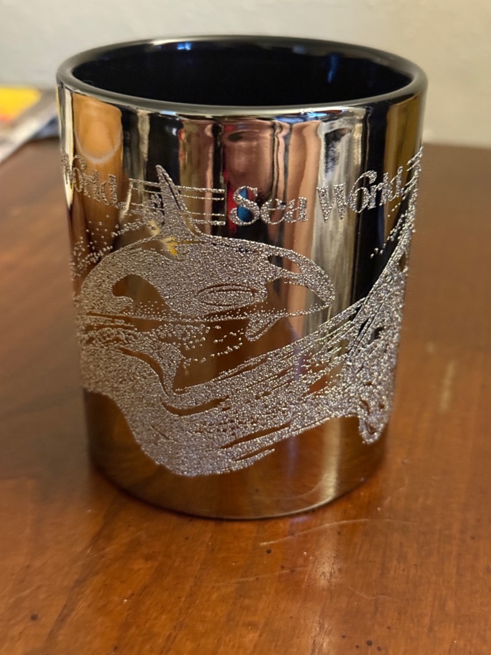 SeaWorld Metallic Silver Glitter Whale Mug